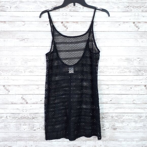 wild fable Dresses & Skirts - Wild Fable Womens Mesh Dress Swim Cover M Black Adj Strap Festival Goth 372A